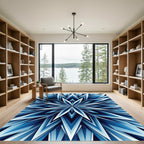 Celestial Midnight Blue Geometric Star Rug