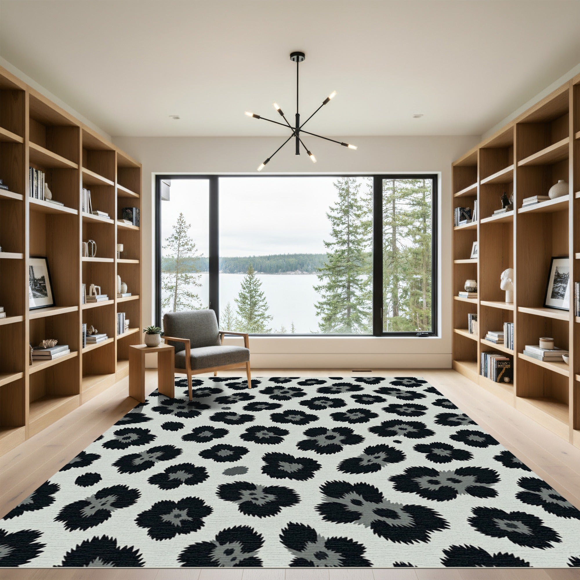Modern Gray Spotted Animal Hide Rug