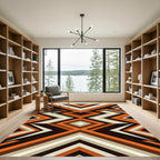 Bold Orange Geometric Zigzag Stripe Rug