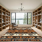 Rustic Orange Black Tribal Arrow Rug