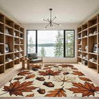 Autumnal Oak Leaf and Acorn Illustration Rug