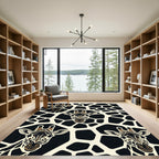 Abstract Black and Cream Giraffe Face Rug