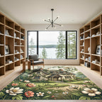 Whimsical Floral Cottage Garden Rug