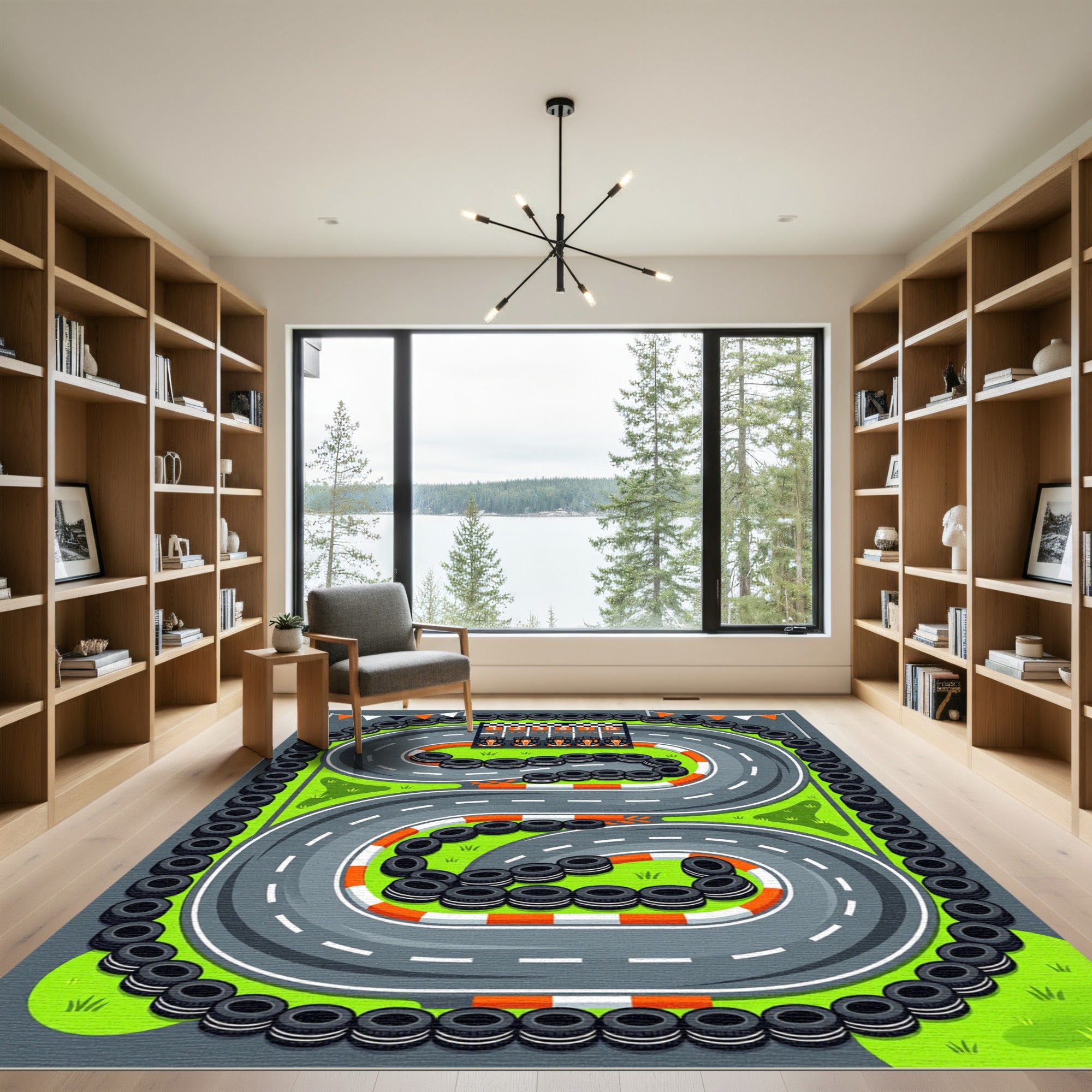 Dynamic Vibrant Formula Racing Track Rug