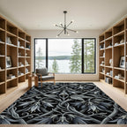 Gothic Monochrome Bellflower Trellis Scroll Rug