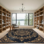 Elegant Gold Paw Flower Medallion Rug