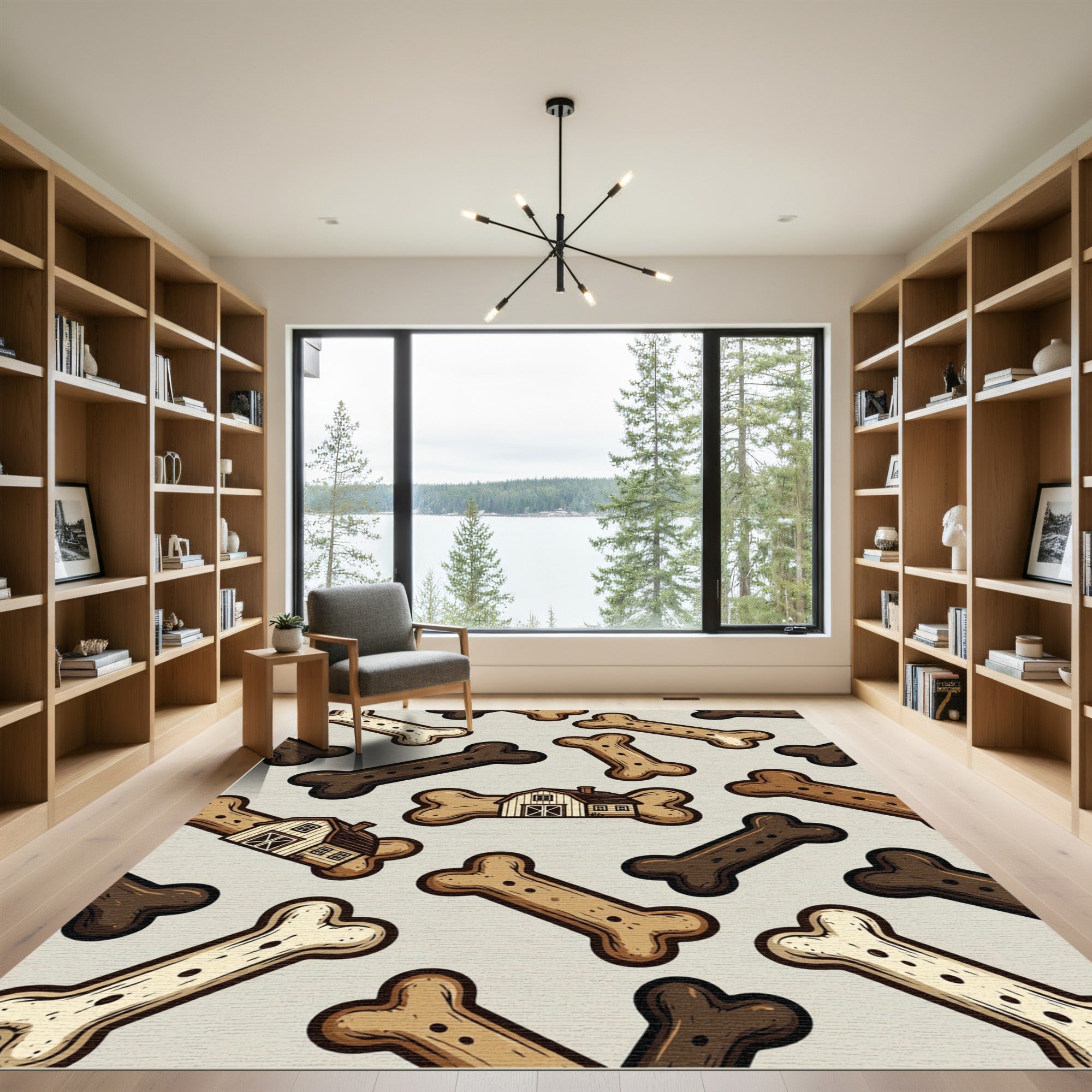 Rustic Farmhouse Dog Bone Scatter Rug