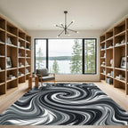 Monochromatic Swirl Abstract Art Rug