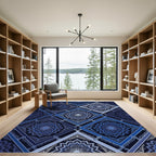 Midnight Blue Diamond Mandala Tile Rug