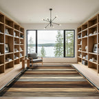 Rustic Wood Plank Horizontal Stripes Rug