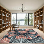 Art Deco Coral Teal Fan Rug
