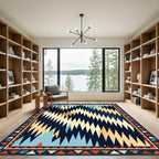 Abstract Jagged Tribal Navy Rug
