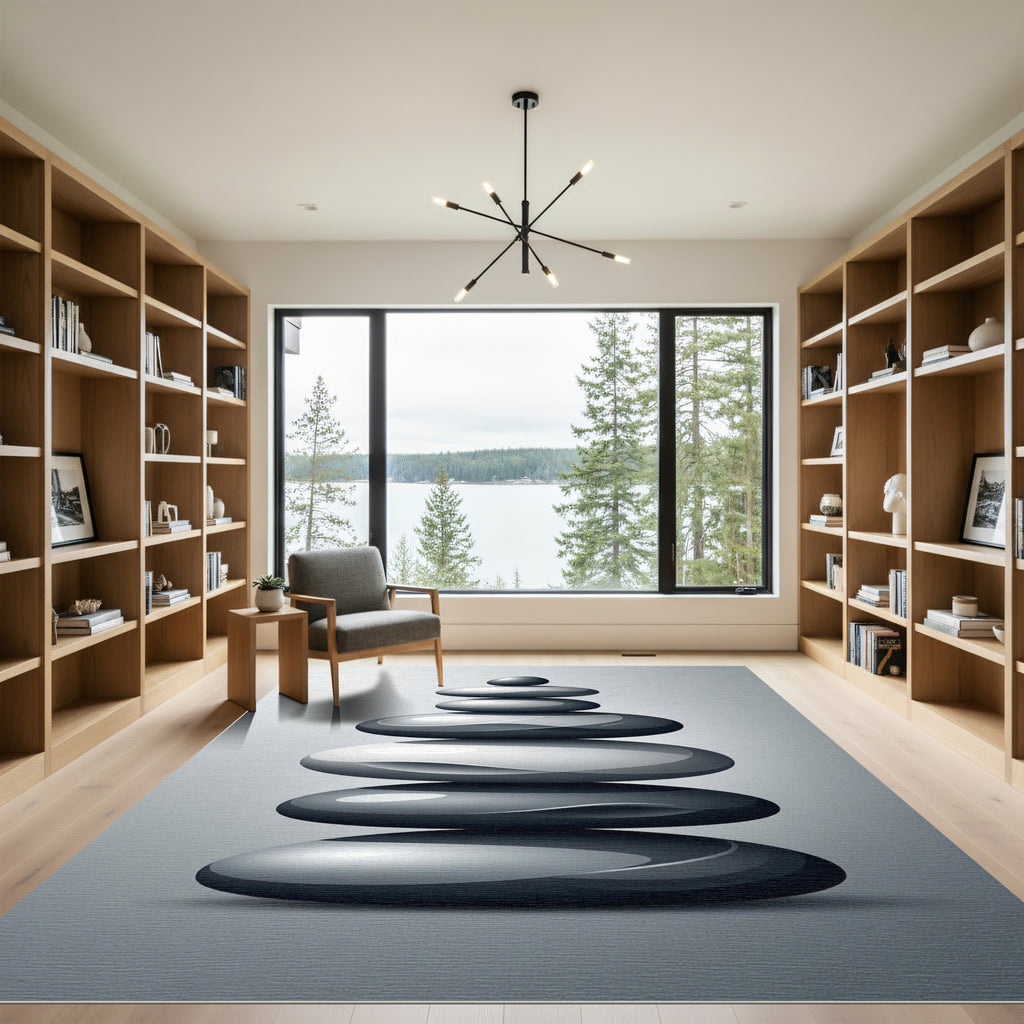 Zen Stacked Smooth Gray Pebble Rug