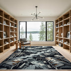 Dark Industrial Smoke Cloud Factory Rug