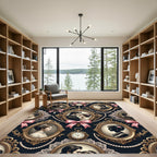Vintage Portrait Medallion Damask Rose Oval Rug