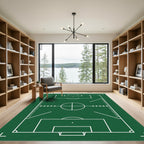 Minimalist Forest Green Soccer Field Rug