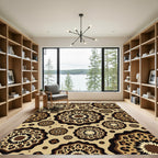 Leopard Spot Medallion Tan Area Rug