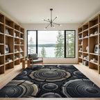 Charcoal Wood Grain Rings Rug