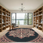 Sophisticated Blush Pink Ornate Floral Medallion Rug