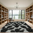 Black Prickly Pear Cactus Texture Rug