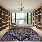Golden Lavender Floral Medallion Collage Rug