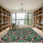 Sage Clover Trefoil Art Nouveau Lattice Rug
