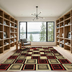 Antique Red Square Frame Medallion Rug