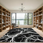 Striking White Branches Abstract Agate Rug