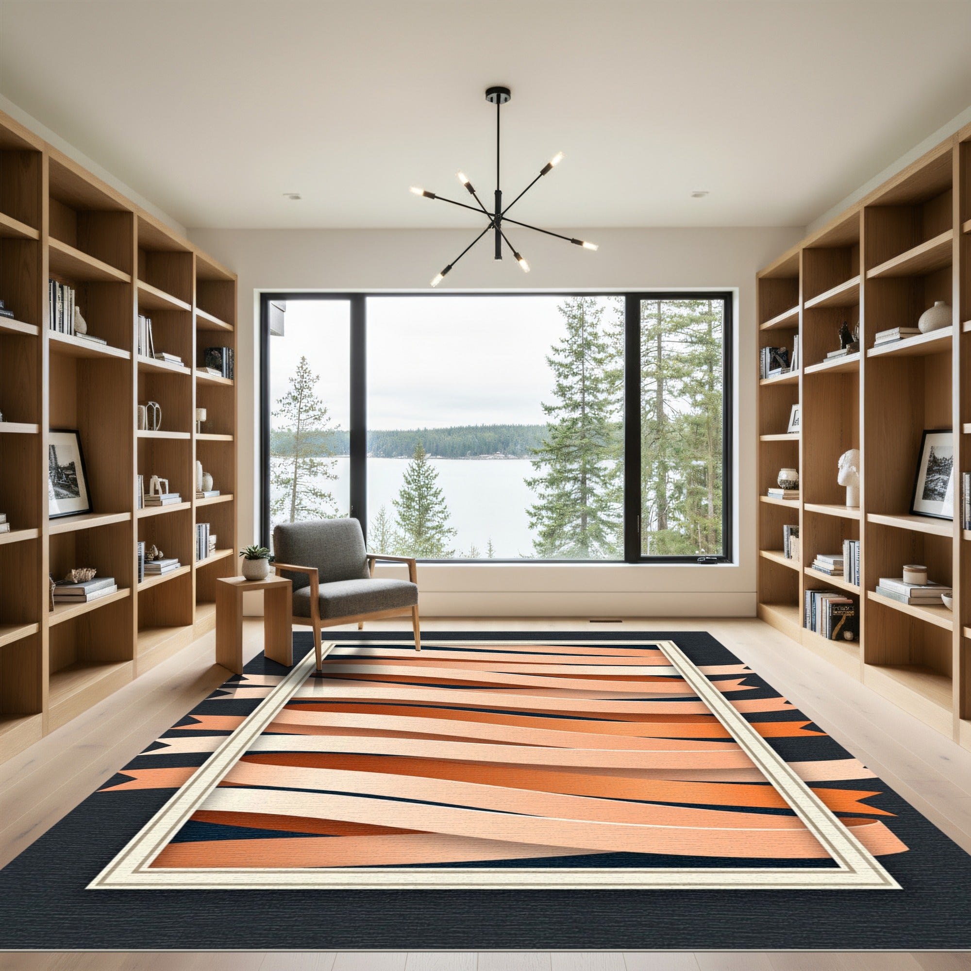 Warm Peach Ribbon Flow Rug