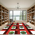 Red Apple Orchard Grid Cover Rug