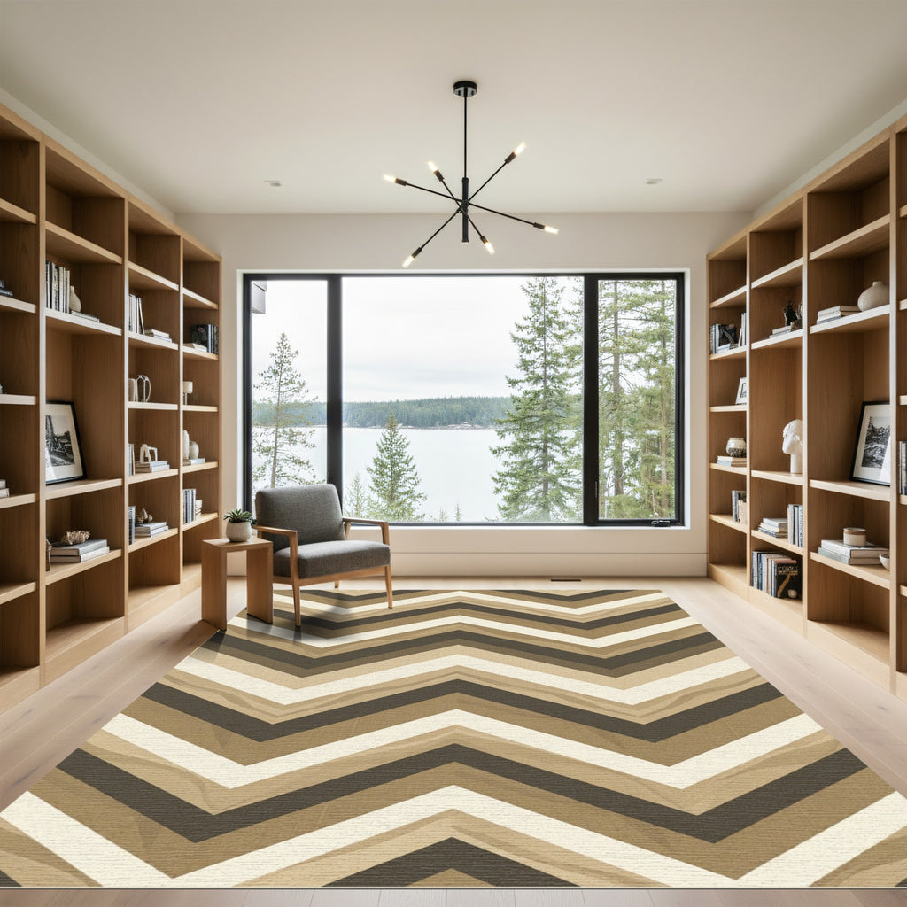 Earthy Chevron Waves Rug