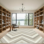 Neutral Taupe Chevron Zigzag Stripe Rug