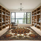 Ornate Amber Rose Floral Medallion Rug