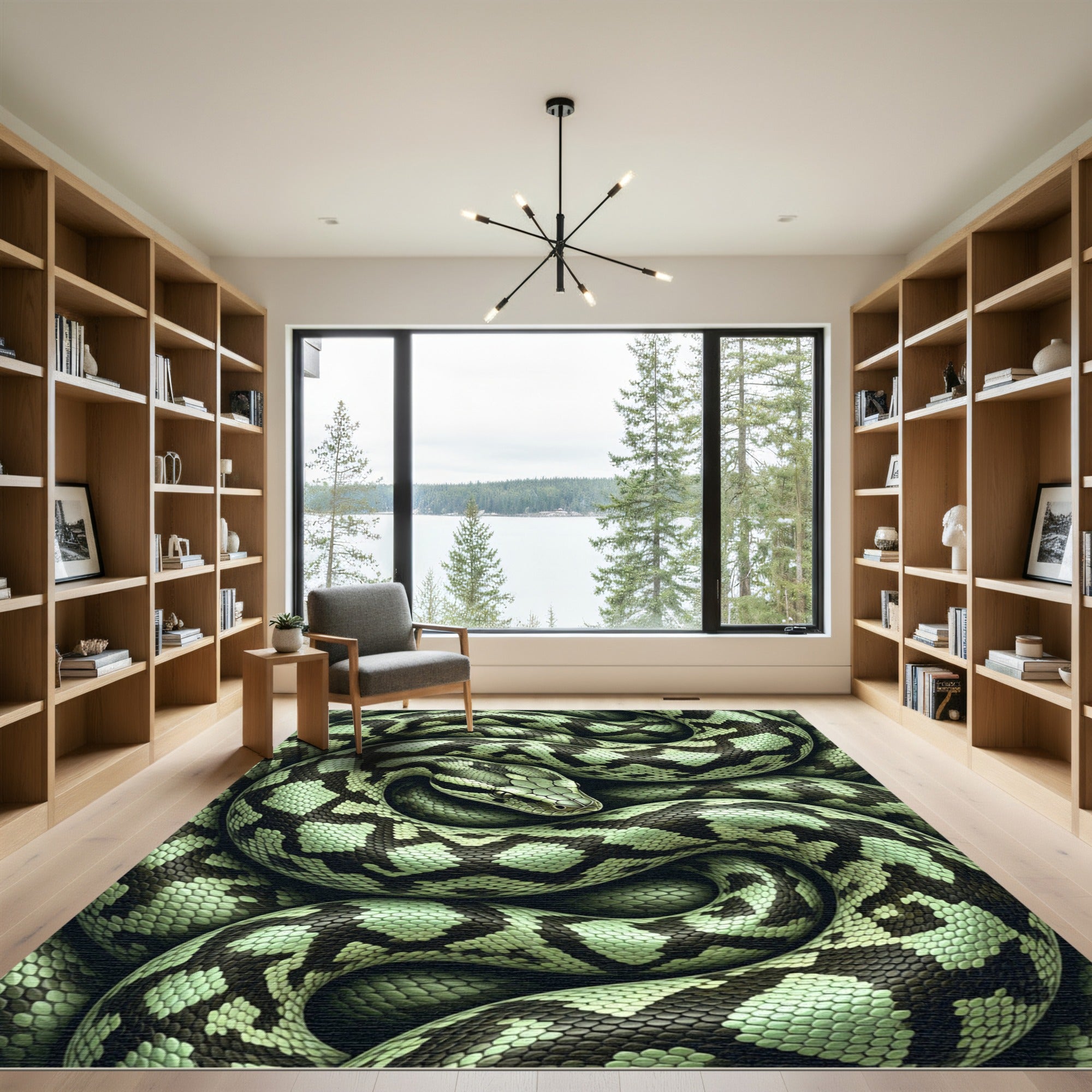 Serpentine Emerald Scale Coil Rug