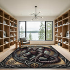 Gothic Winged Beast Mythic Warrior Crest Rug