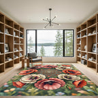 Vibrant Floral Poppies with Ornate Medallion Rug