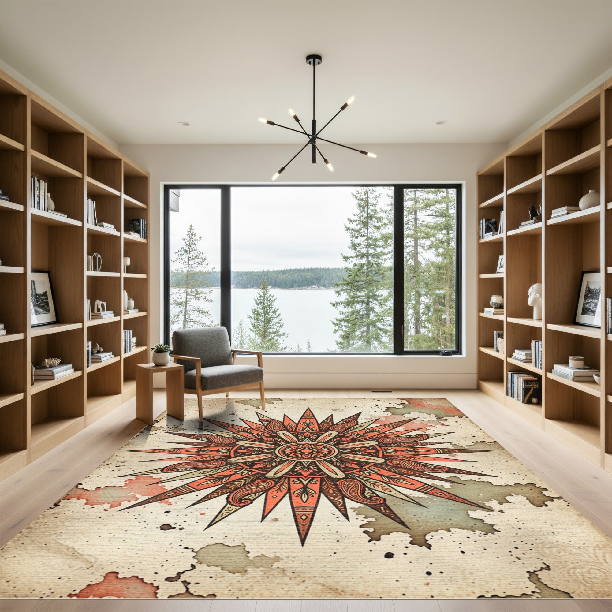 Terracotta Paisley Sunburst Medallion Rug