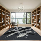 Monochrome Abstract Smoke Wave Rug