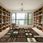 Earthy Geometric Sunset Tribal Tile Rug