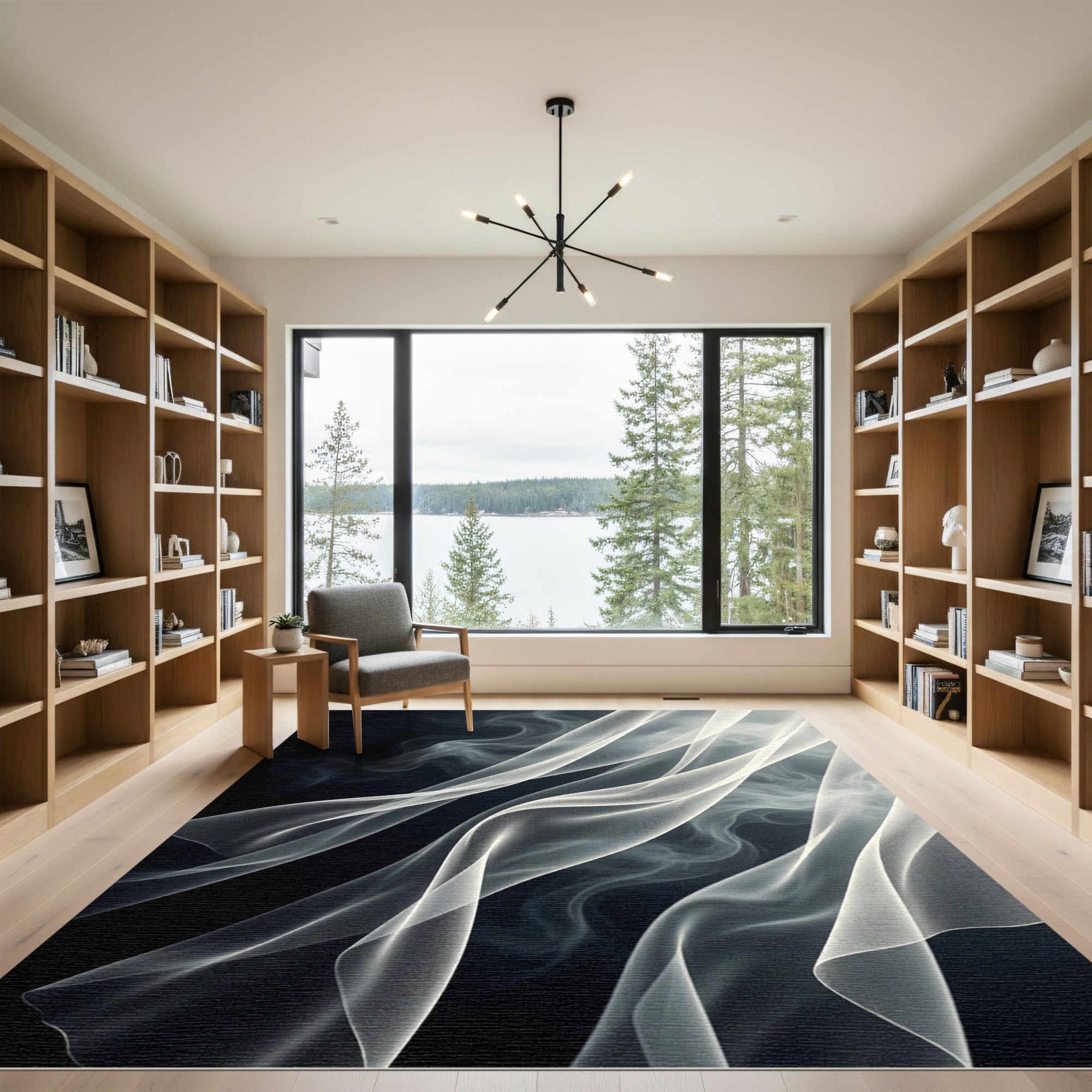 Ethereal White Smoke Curtains Rug