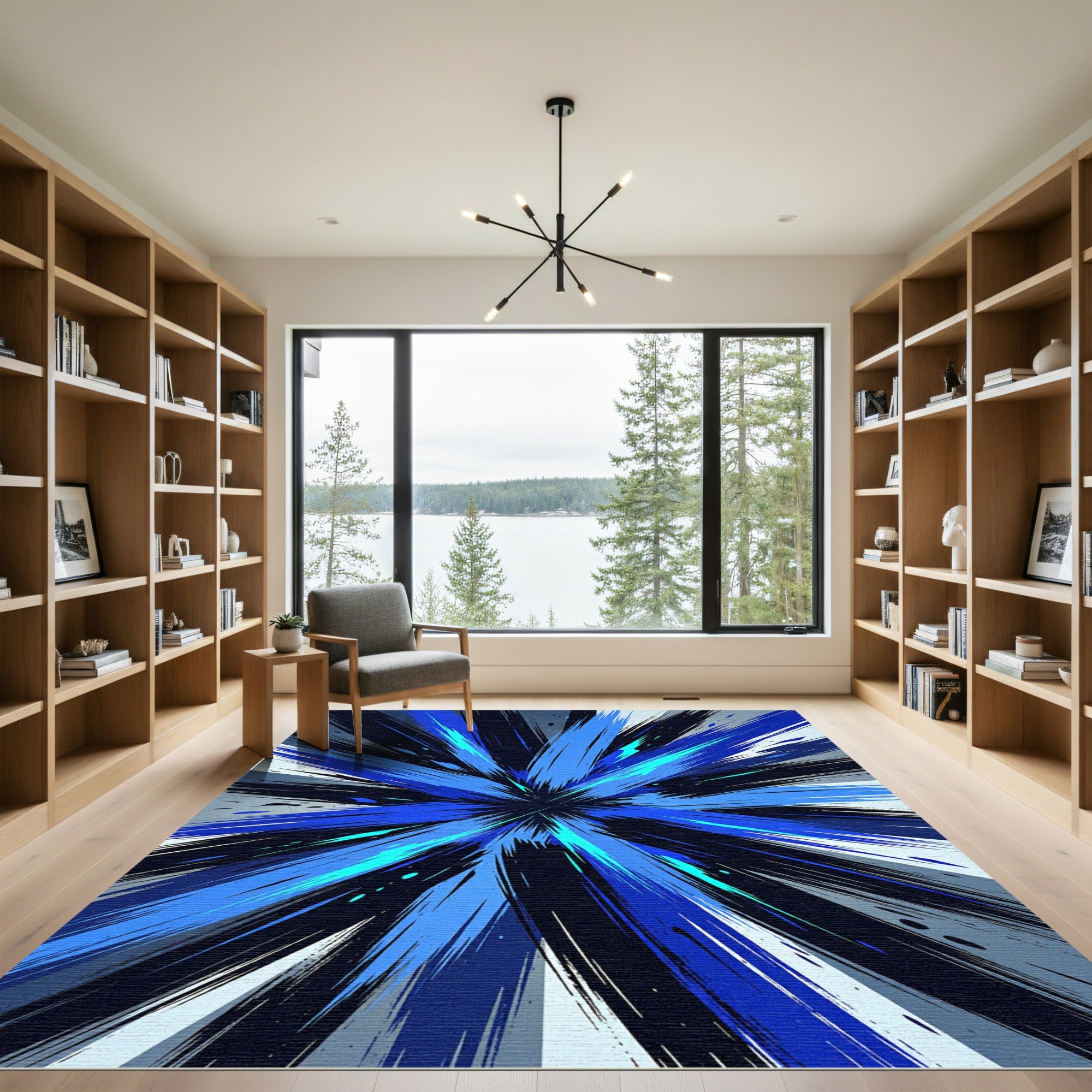 Dynamic Cobalt Burst Radial Rug