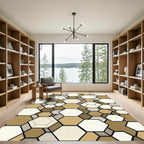 Modern Earthy Geometric Hexagon Rug