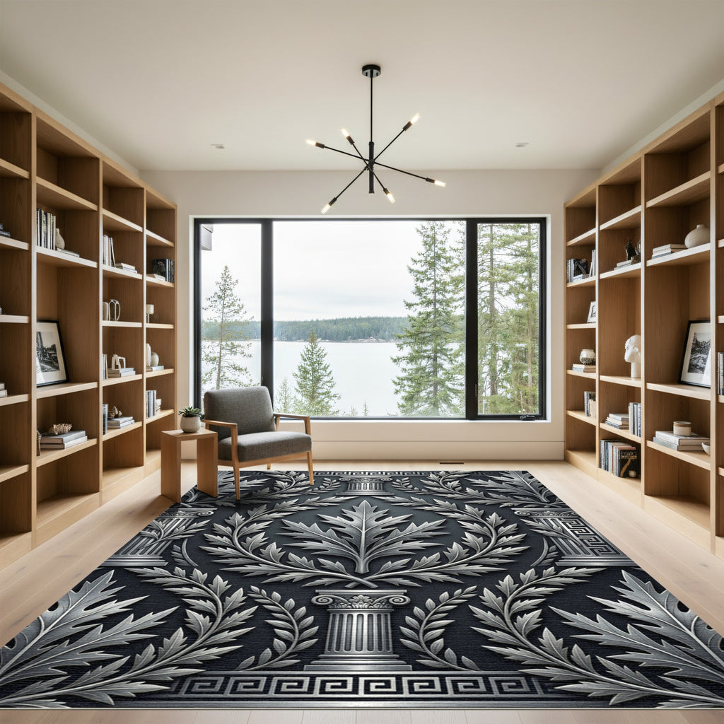 Greco Roman Leaf Column Detail Rug