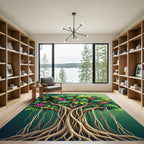 Lush Tropical Foliage With Vibrant Blooms Rug