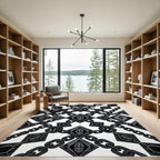 Monochrome Tribal Diamond Link Geometric Rug