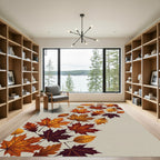 Earthy Autumn Maple Leaf Cascade Rug
