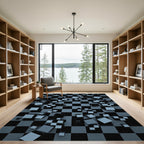 Gray Black Cubes Checkerboard Composition Rug