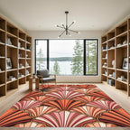 Art Deco Terracotta Shell Fan Rug