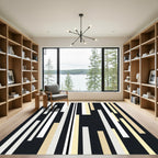 Modern Minimalist Neutral Vertical Stripe Rug