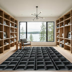 Charcoal Matte Geometric Grid Relief Rug